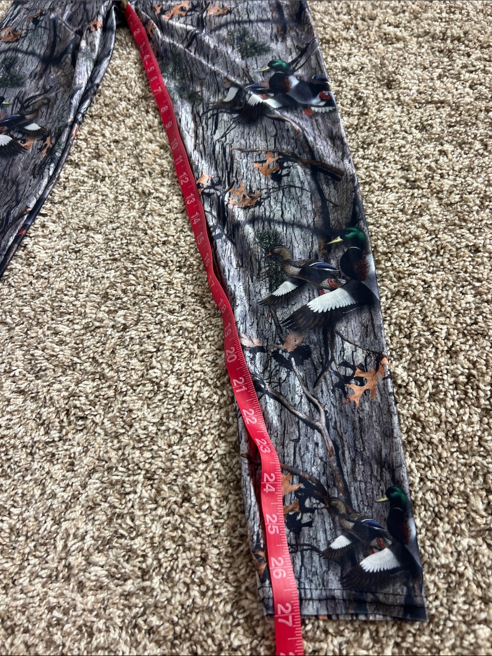 Camouflage Leggings with Ducks - Brown/Green- Wood No size but measures Sz Small - Picture 8 of 10